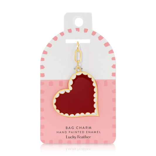 Enamel Bag Charm - Scalloped Heart