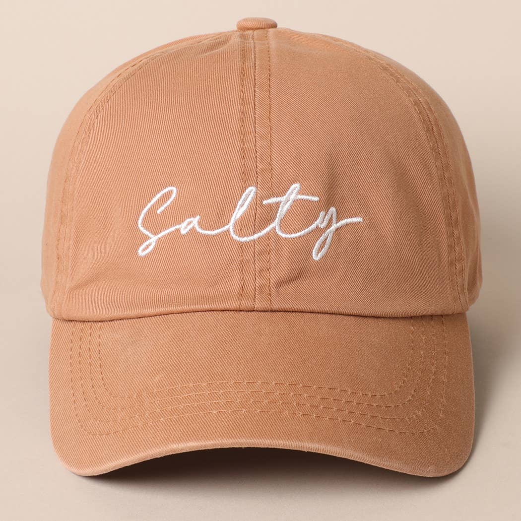 Salty Lettering Embroidery Baseball Cap: DENIM BLUE / One Size