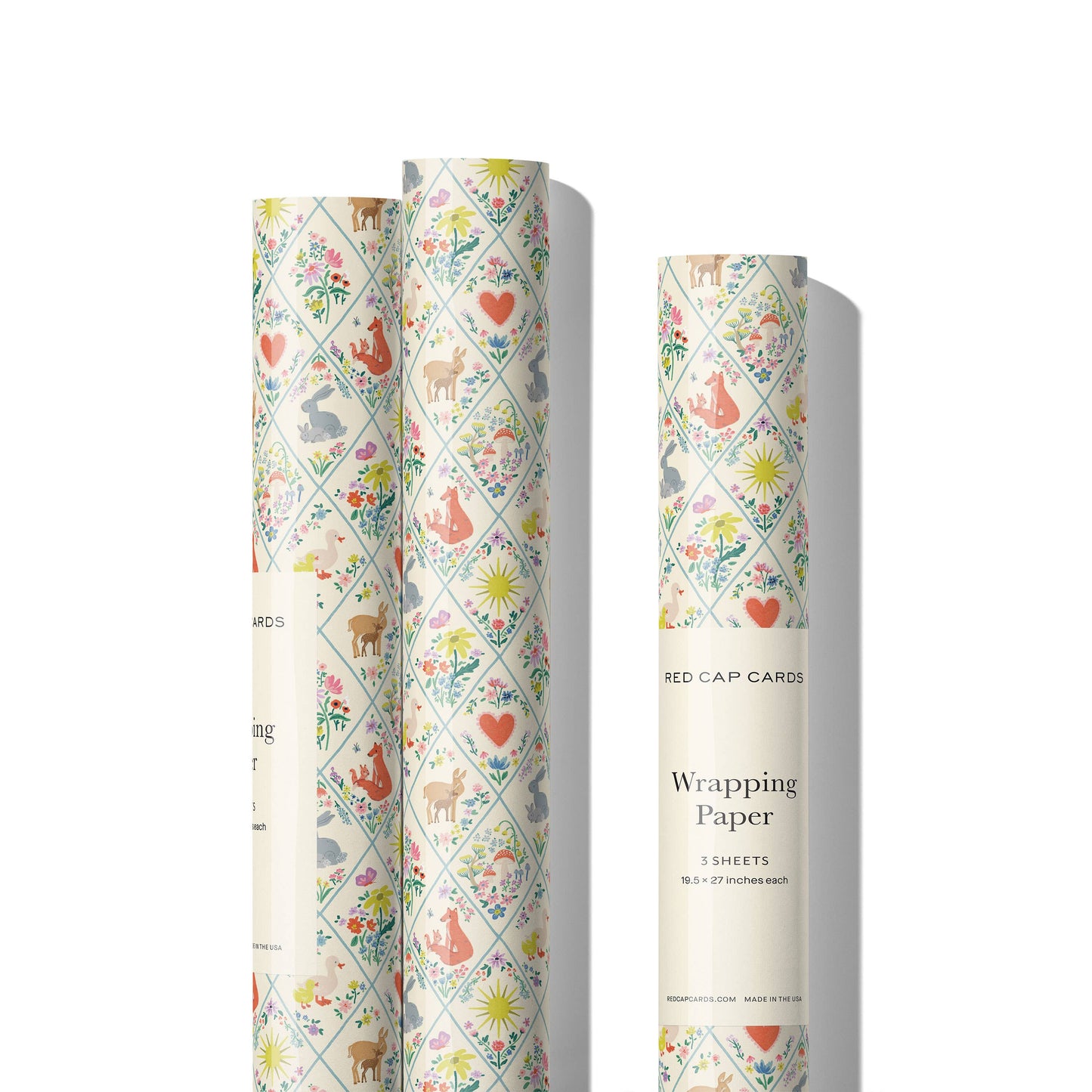 Woodland Critters baby wrapping paper: Rolls of 3 sheets