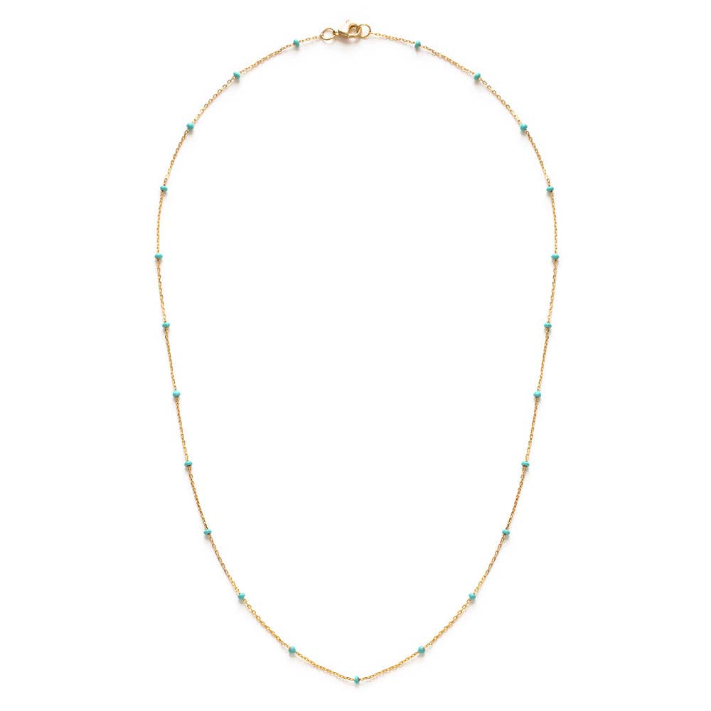 Beaded Chain Necklace: Turquoise