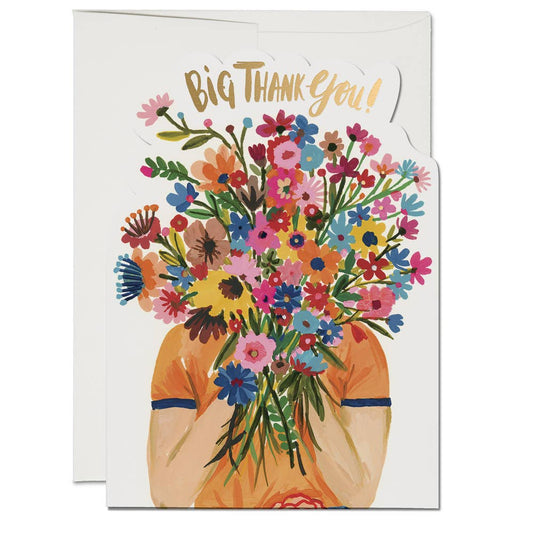 Face Full of Flowers thank you greeting card: Singles