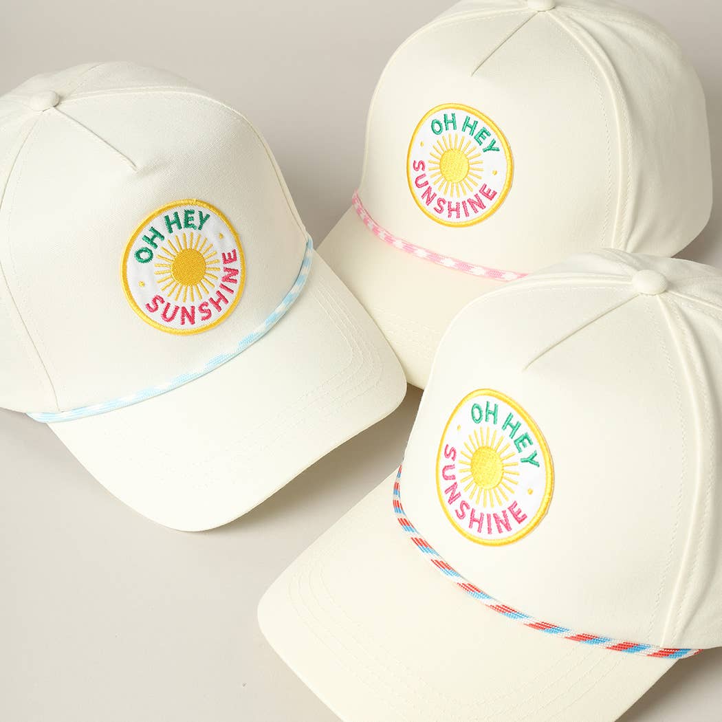 Oh Hey Sunshine Embroidery Patch Trucker Hat: Pink / ONE SIZE
