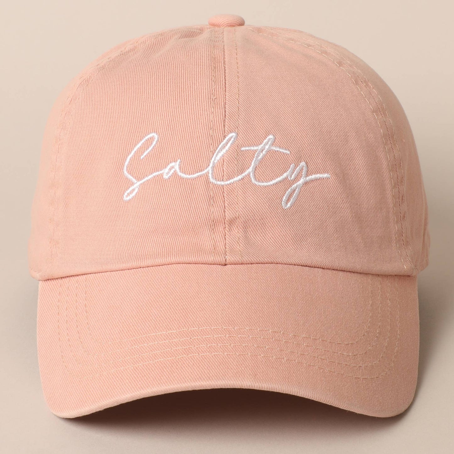 Salty Lettering Embroidery Baseball Cap: DENIM BLUE / One Size