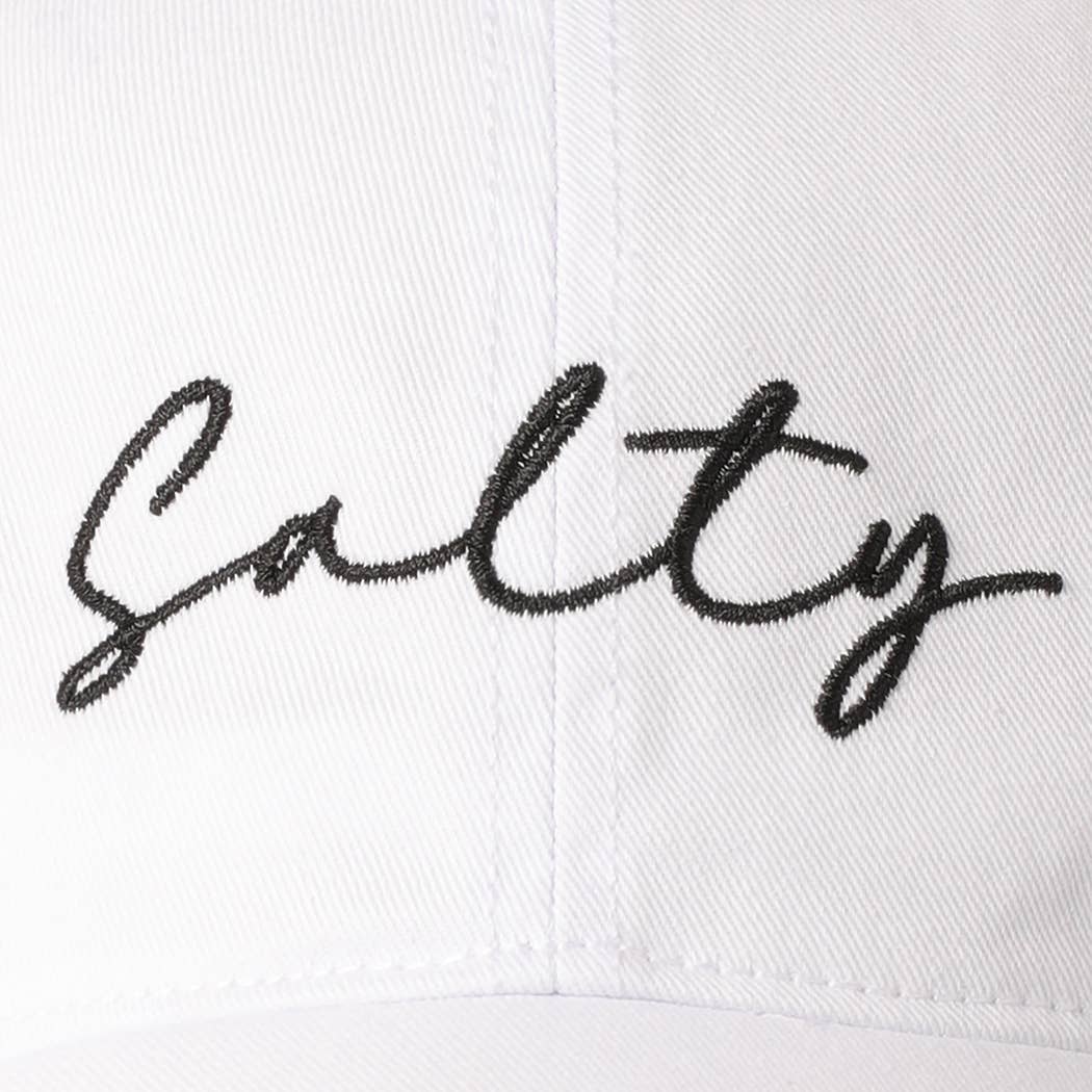 Salty Lettering Embroidery Baseball Cap: DENIM BLUE / One Size