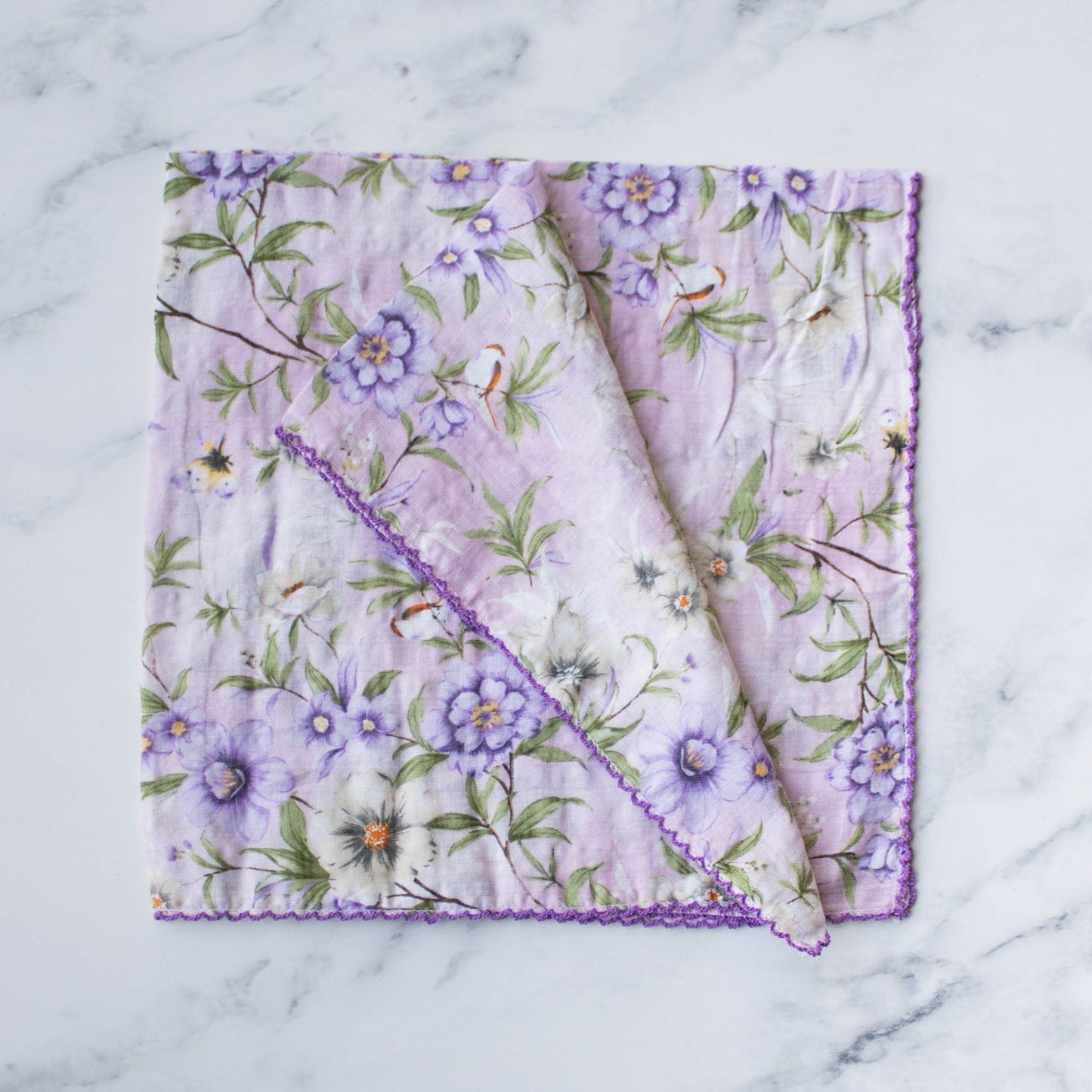 Ann Floral Cotton Scarf: Denim