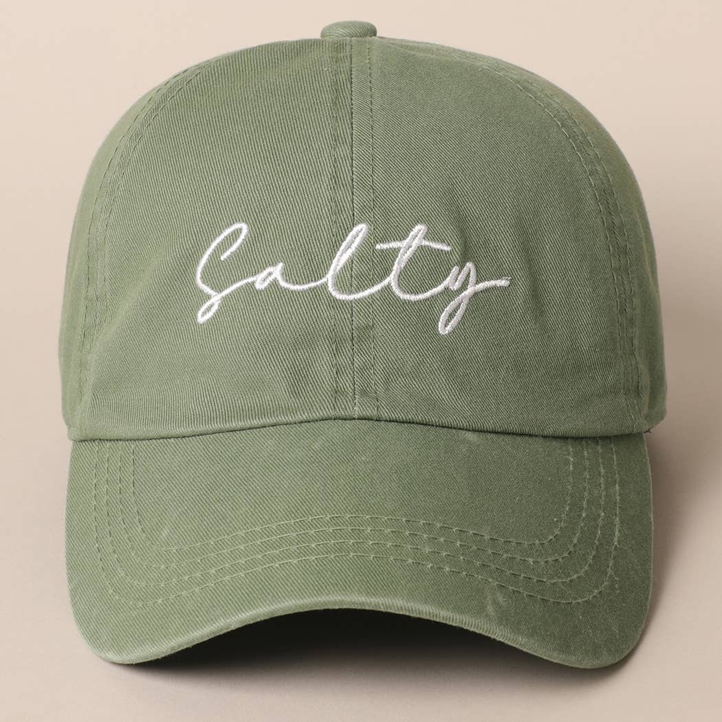 Salty Lettering Embroidery Baseball Cap: DENIM BLUE / One Size