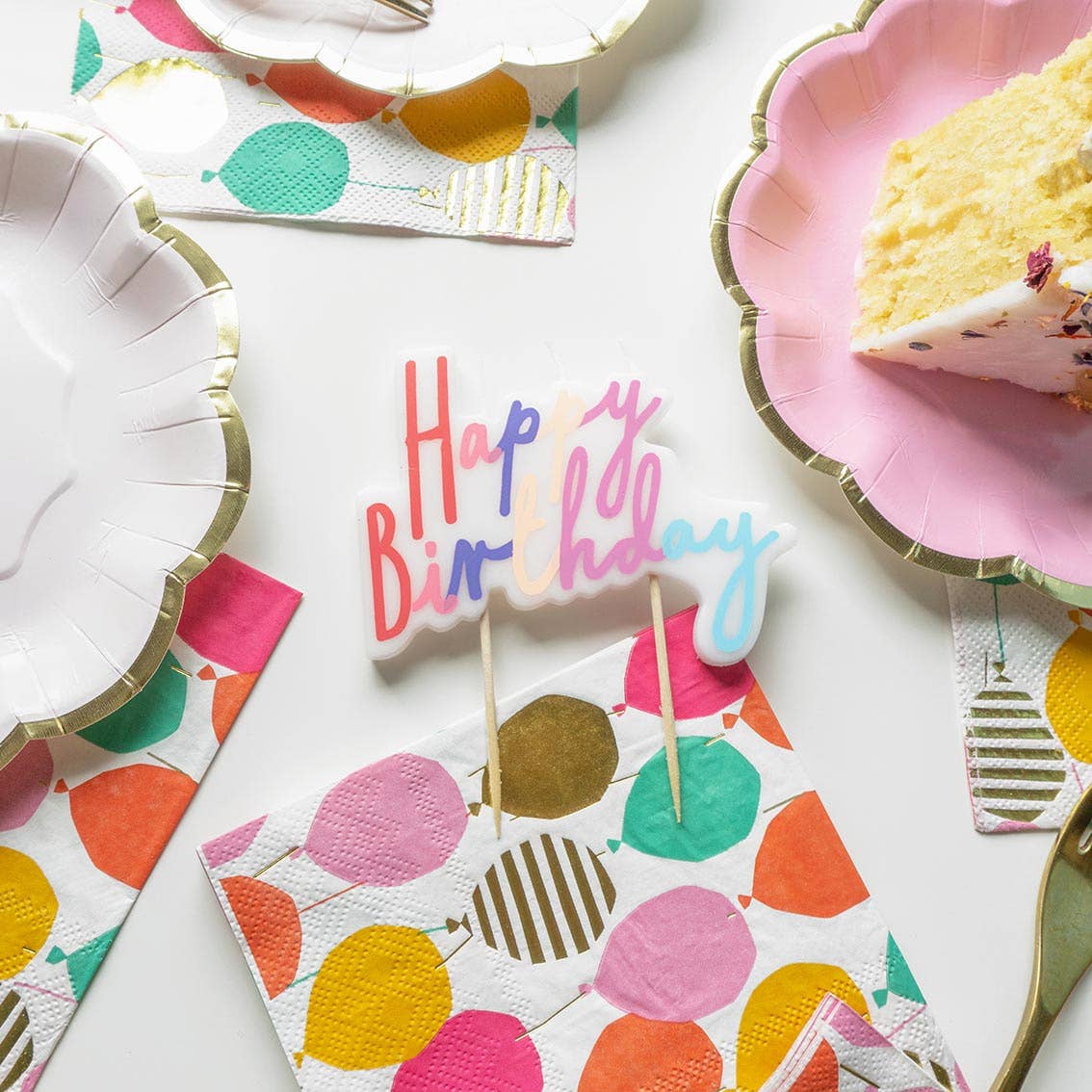 Pastel Happy Birthday Printed Cake Candles | 24 Pack |