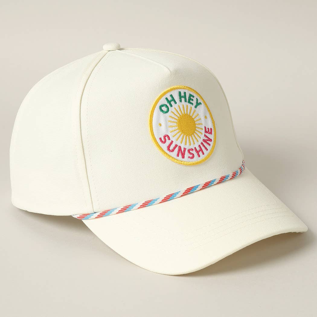 Oh Hey Sunshine Embroidery Patch Trucker Hat: Pink / ONE SIZE