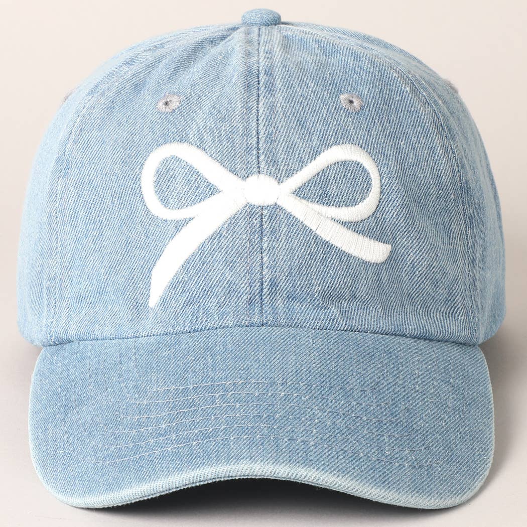 Trendy Bow Embroidered Denim Baseball Cap: DARK BLUE / ONE SIZE