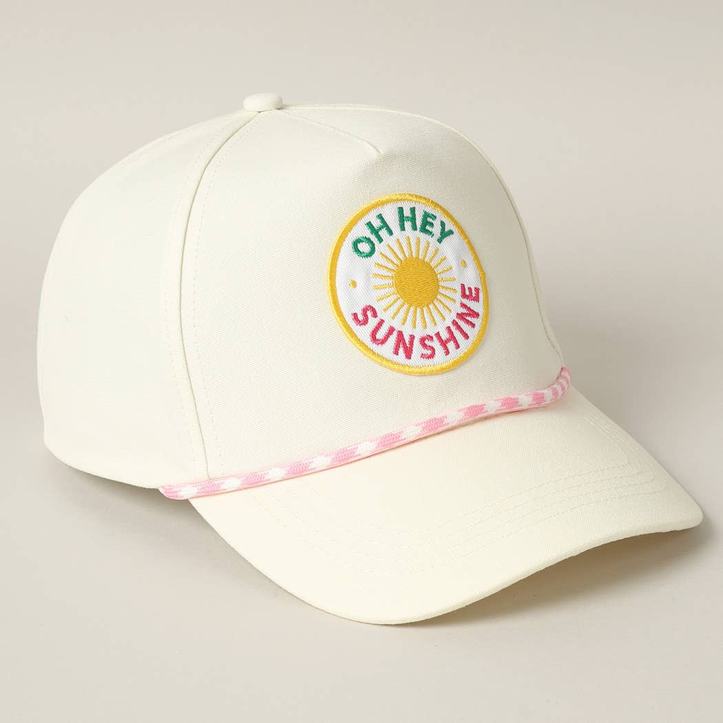 Oh Hey Sunshine Embroidery Patch Trucker Hat: Pink / ONE SIZE