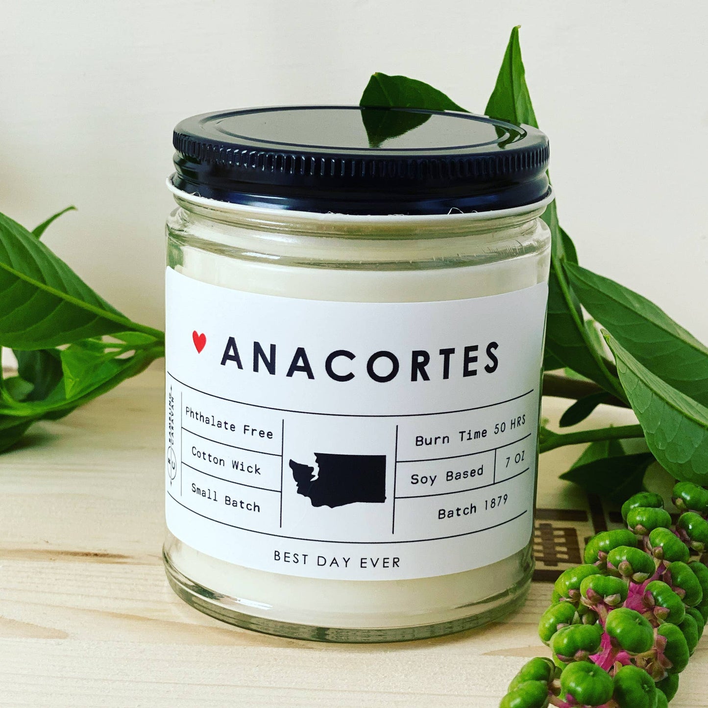 Anacortes, WA Candle: Coastal Blue / Clear / Sea Salt & Orchid