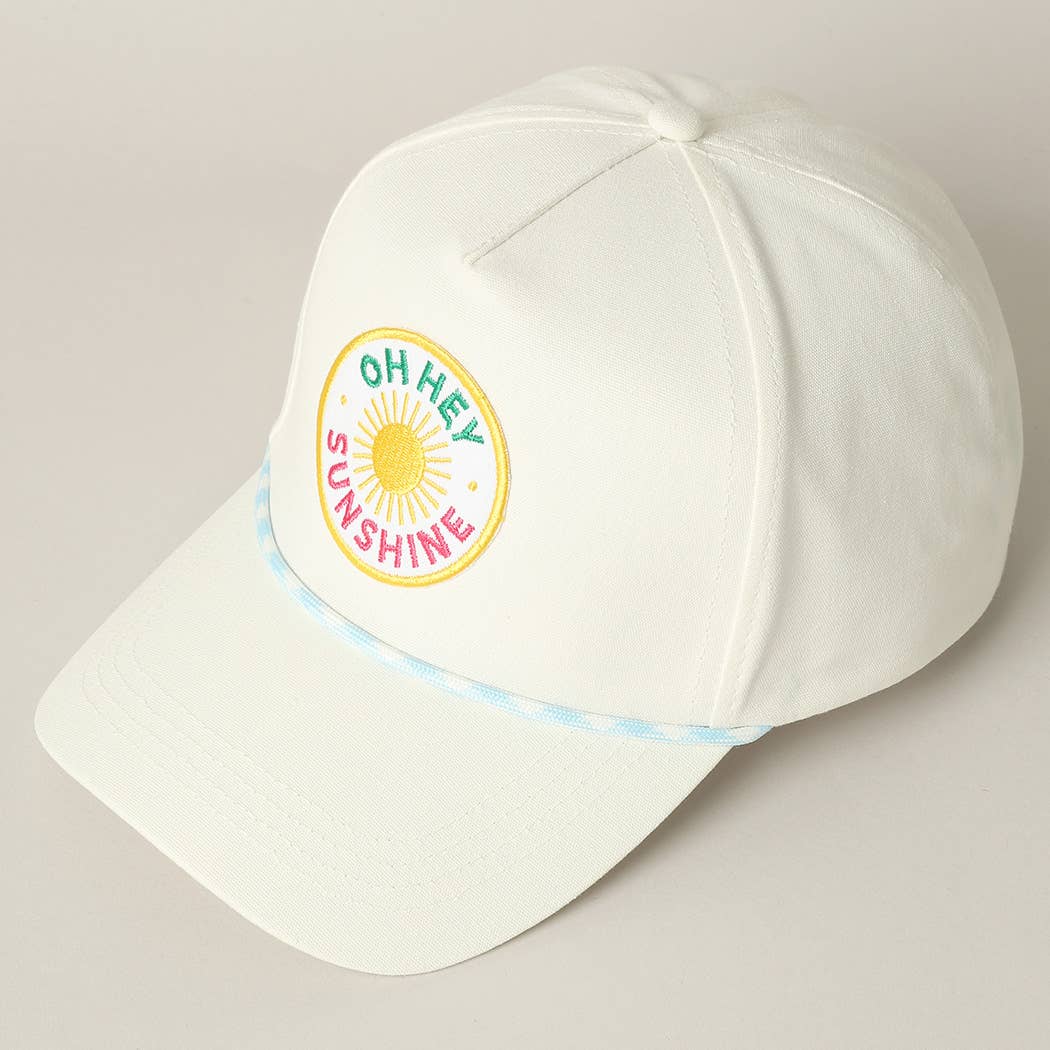 Oh Hey Sunshine Embroidery Patch Trucker Hat: Pink / ONE SIZE