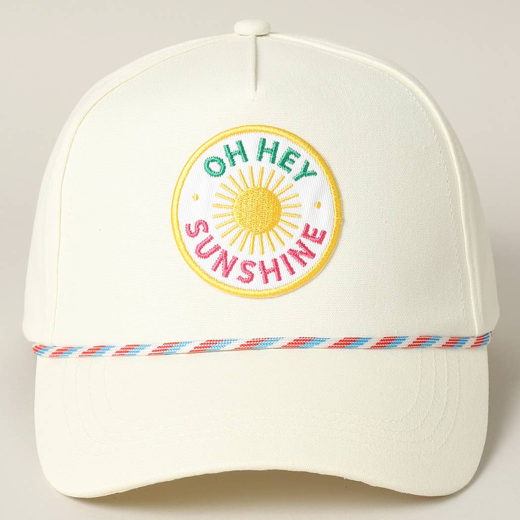 Oh Hey Sunshine Embroidery Patch Trucker Hat: Pink / ONE SIZE
