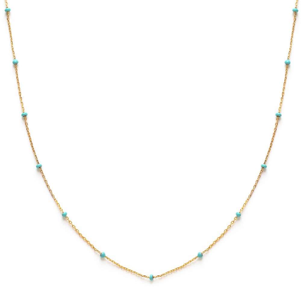 Beaded Chain Necklace: Turquoise