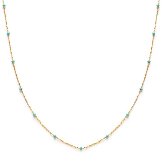 Beaded Chain Necklace: Turquoise
