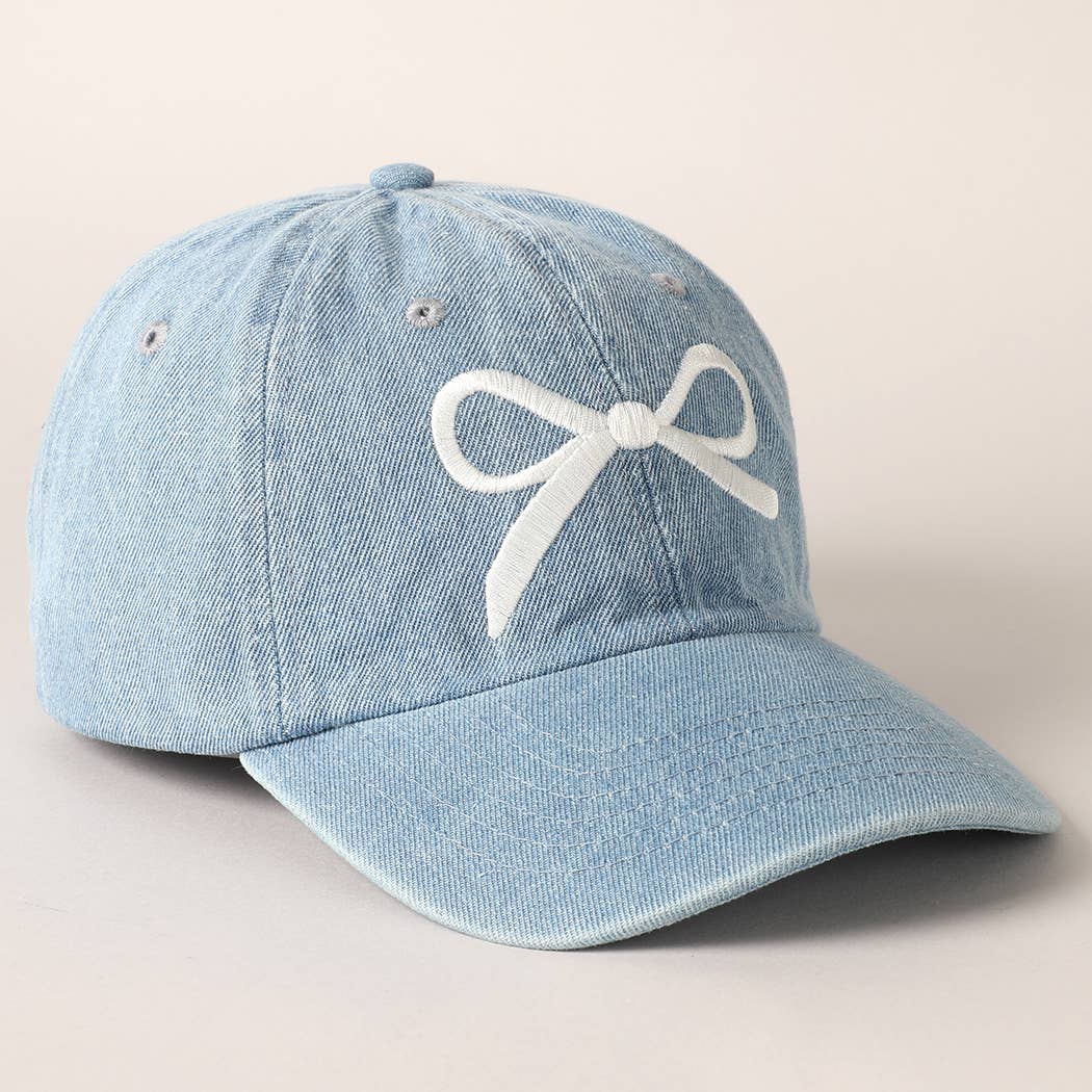 Trendy Bow Embroidered Denim Baseball Cap: DARK BLUE / ONE SIZE