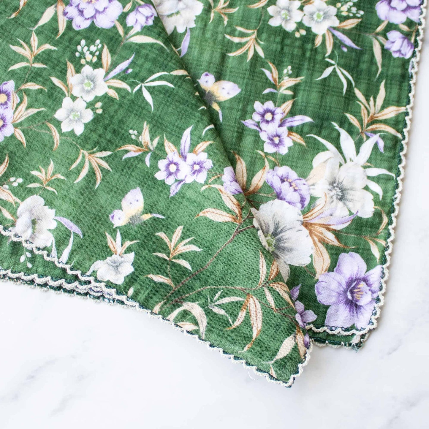 Ann Floral Cotton Scarf: Denim