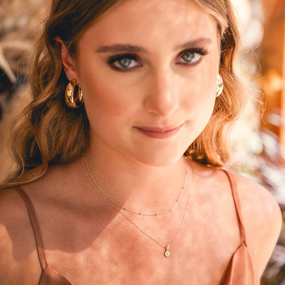 Beaded Chain Necklace: Pink