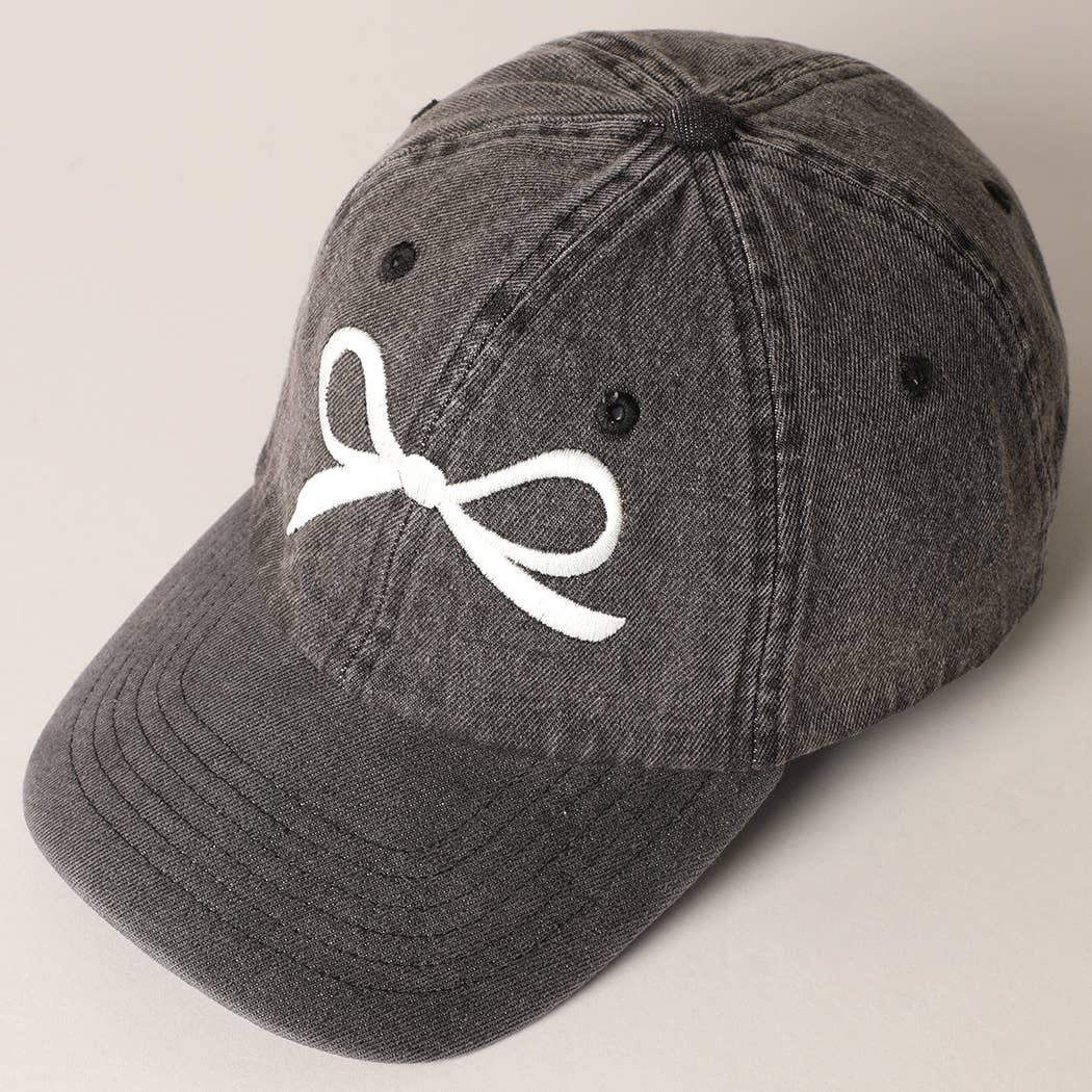 Trendy Bow Embroidered Denim Baseball Cap: DARK BLUE / ONE SIZE