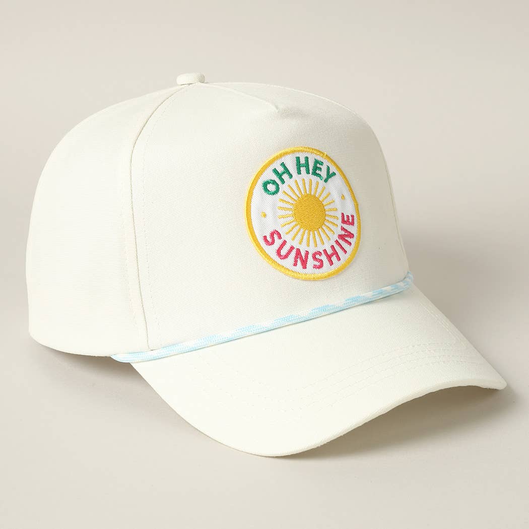 Oh Hey Sunshine Embroidery Patch Trucker Hat: Pink / ONE SIZE