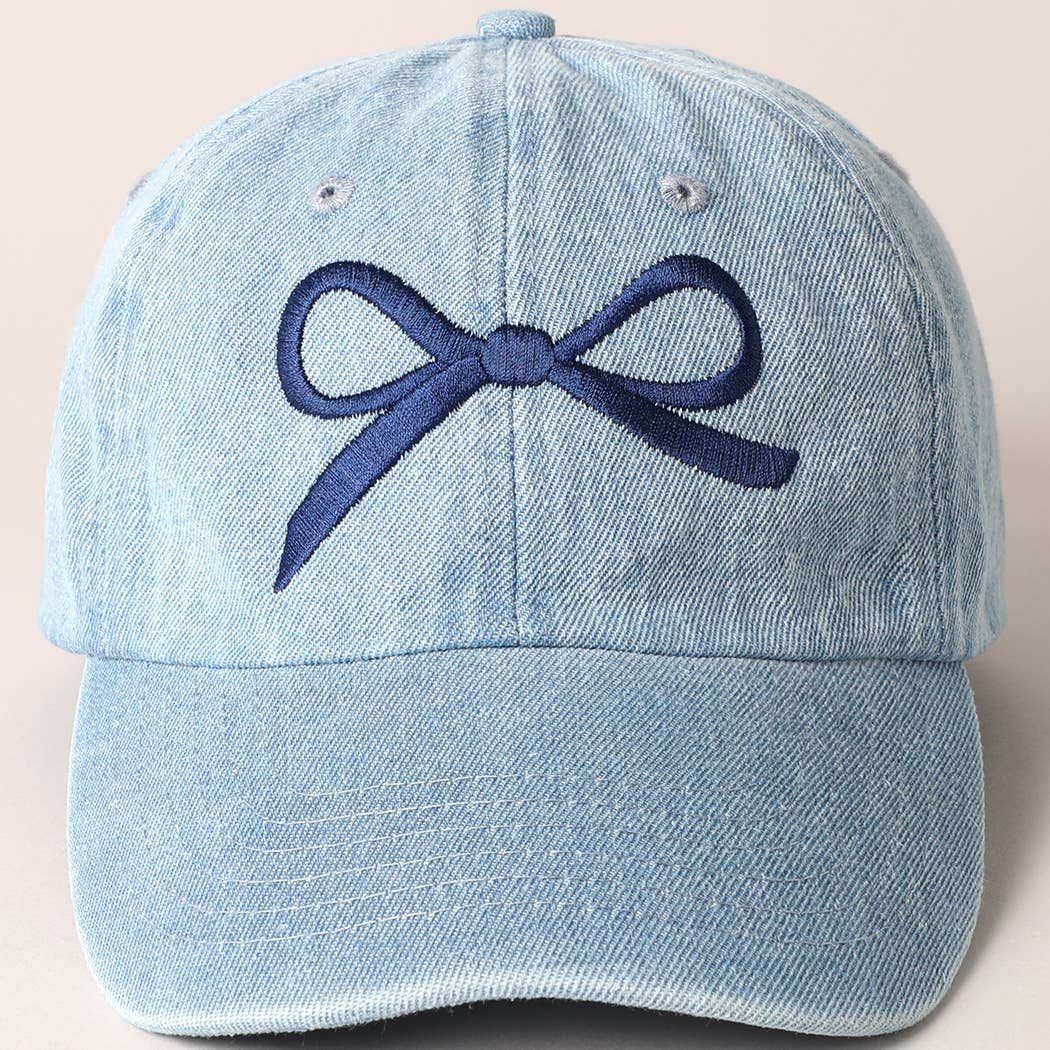 Trendy Bow Embroidered Denim Baseball Cap: DARK BLUE / ONE SIZE