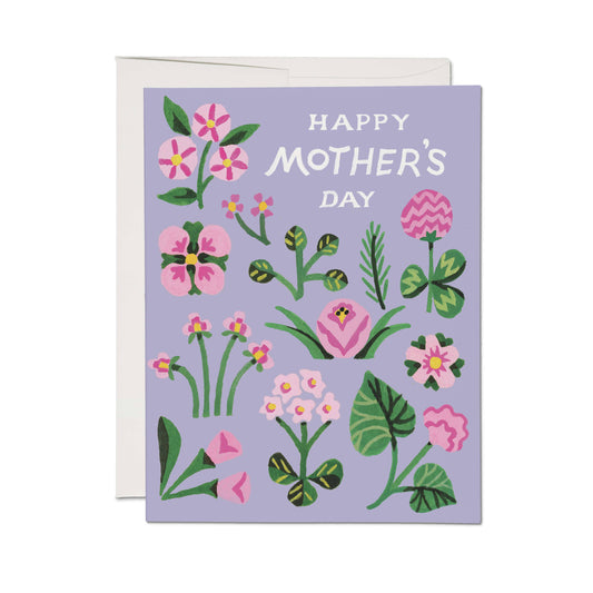 Pink Blooms greeting card: Single