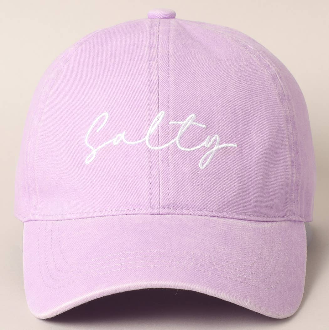 Salty Lettering Embroidery Baseball Cap: DENIM BLUE / One Size