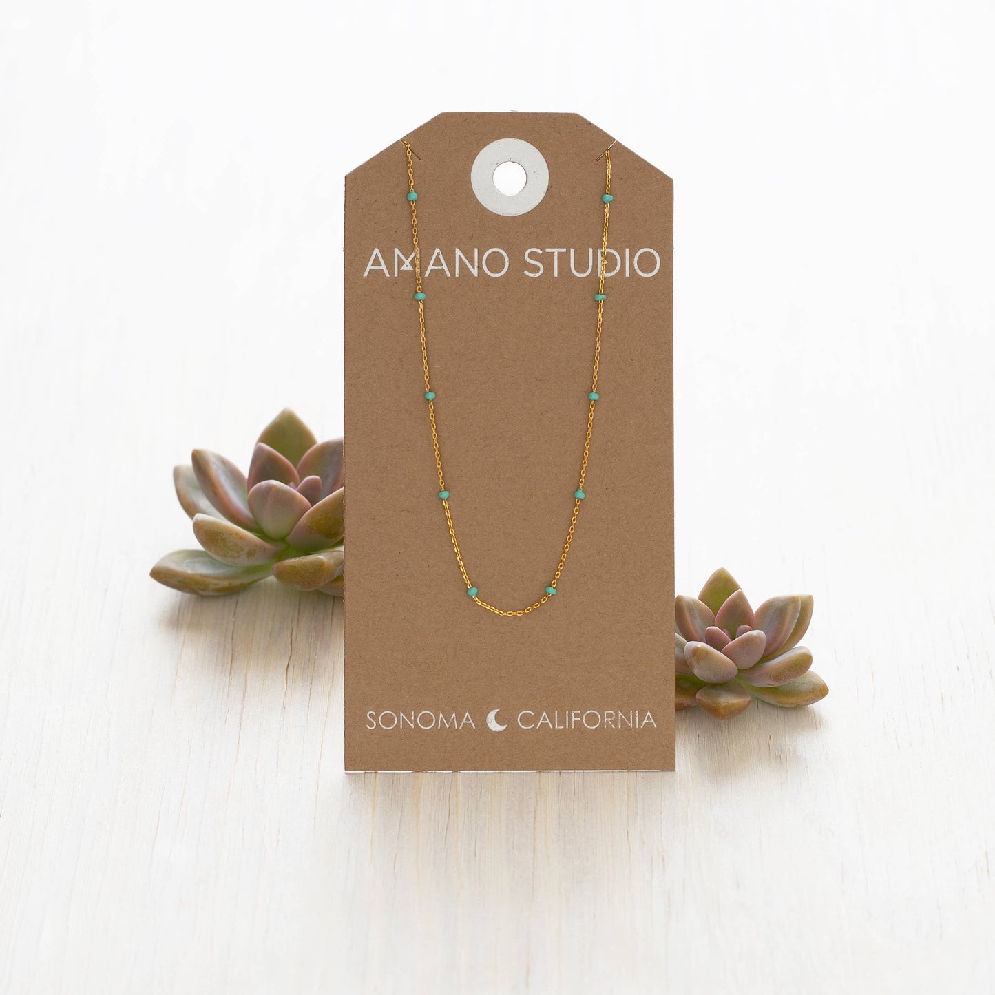 Beaded Chain Necklace: Pink