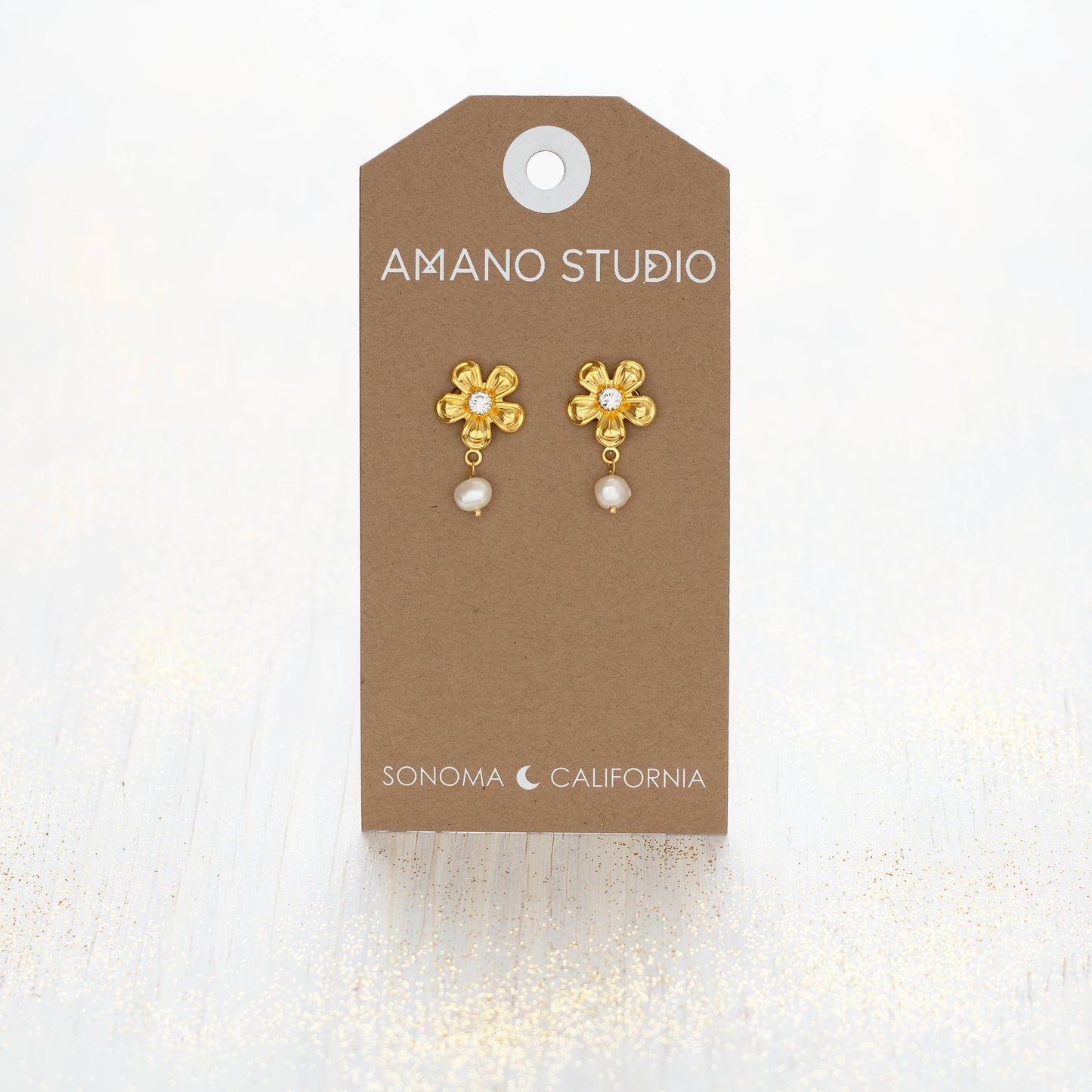 Flower and Pearl  Stud Earrings