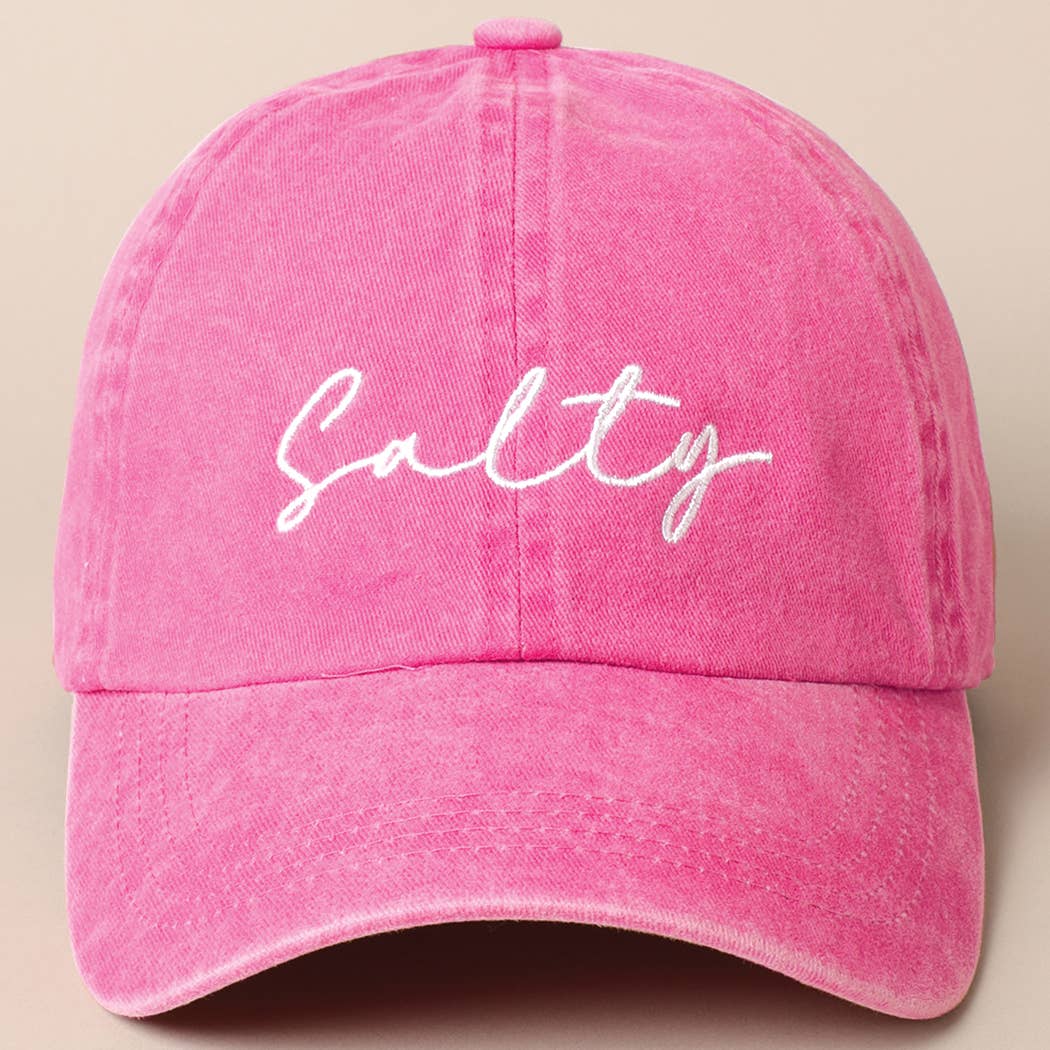 Salty Lettering Embroidery Baseball Cap: DENIM BLUE / One Size