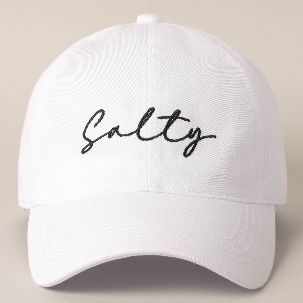 Salty Lettering Embroidery Baseball Cap: DENIM BLUE / One Size