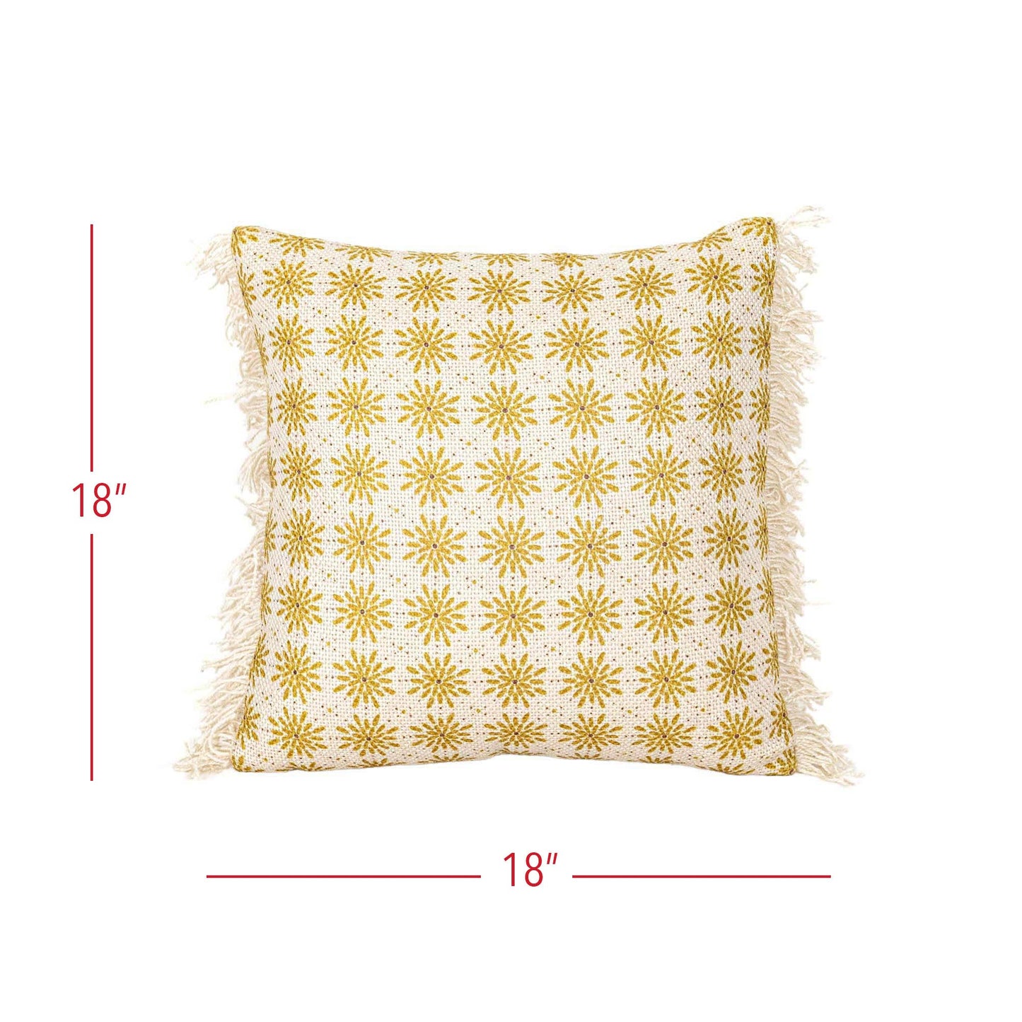 Rae 18x18 Boho Floral Outdoor Indoor Filled Pillow Mustard