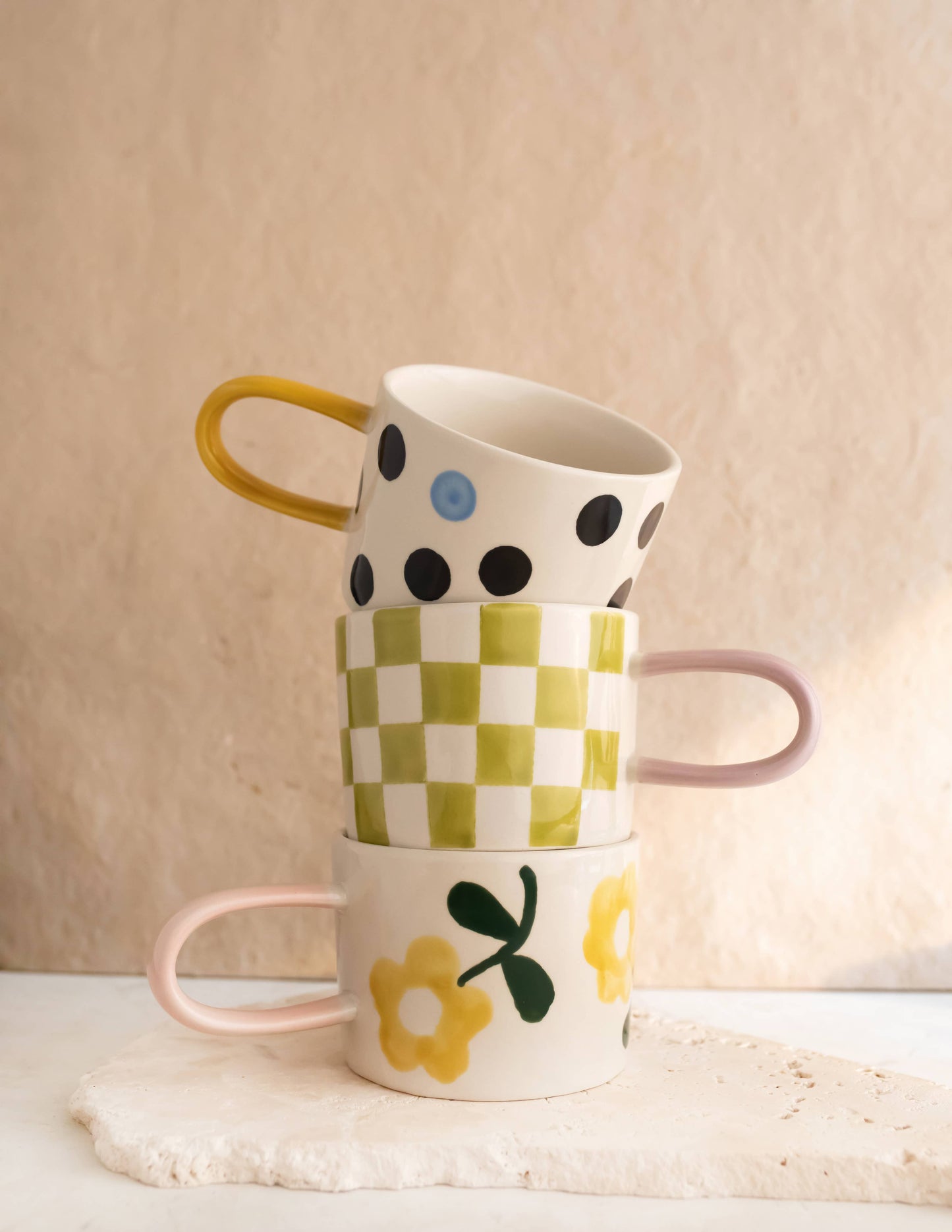 Yellow Flower Print Ceramic Mug