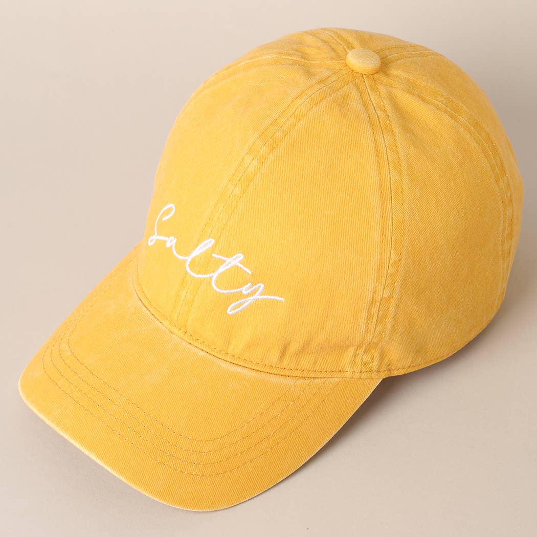 Salty Lettering Embroidery Baseball Cap: DENIM BLUE / One Size