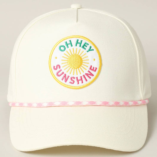 Oh Hey Sunshine Embroidery Patch Trucker Hat: Pink / ONE SIZE