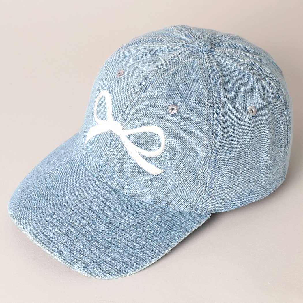 Trendy Bow Embroidered Denim Baseball Cap: DARK BLUE / ONE SIZE