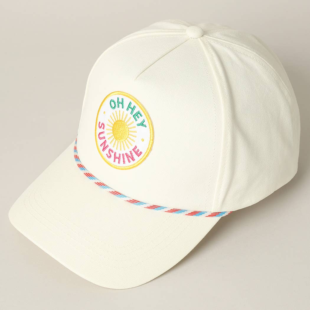Oh Hey Sunshine Embroidery Patch Trucker Hat: Pink / ONE SIZE