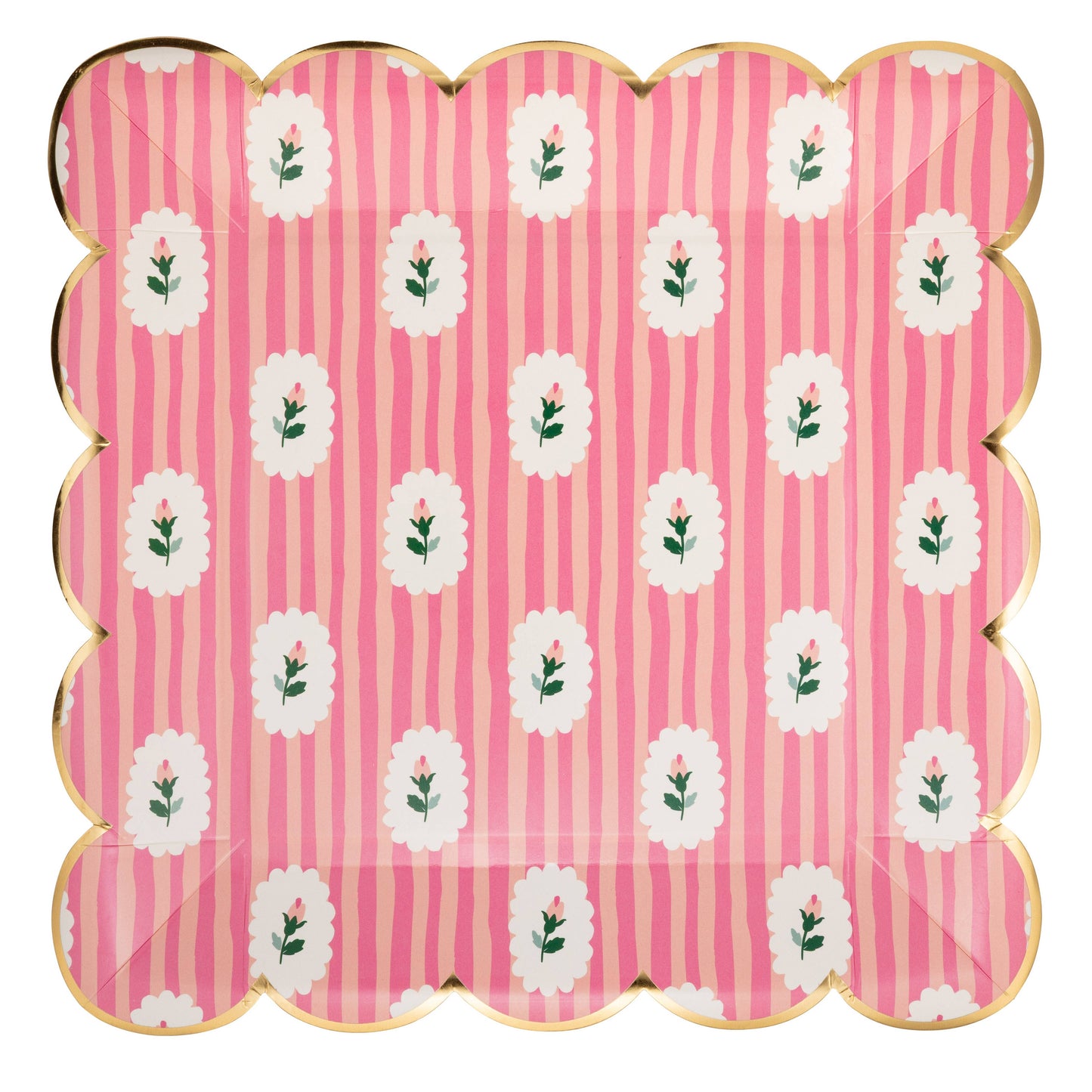 FLR1240 - Striped Floral PInk 9" Plate
