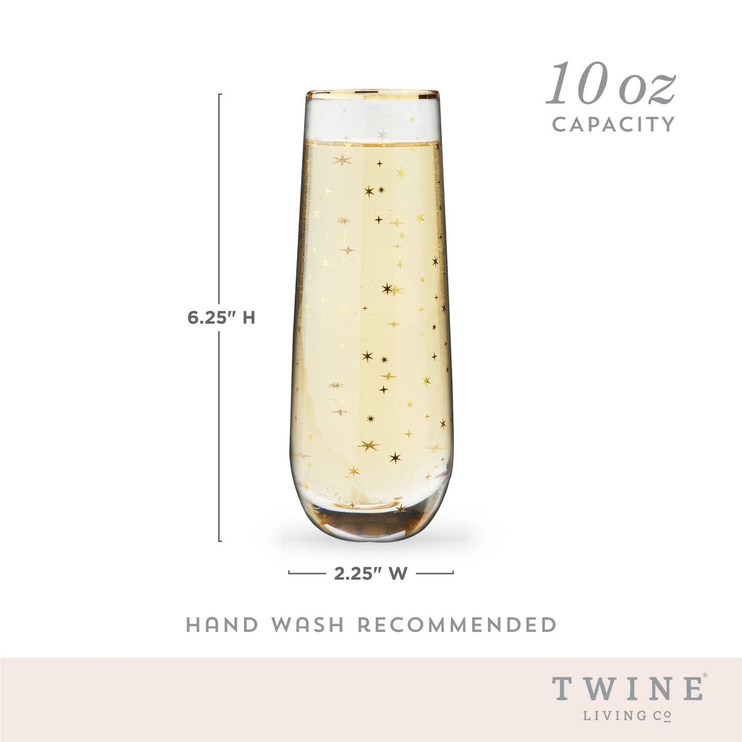 Starlight Gold-Accented Stemless Champagne Flutes - Set of 2