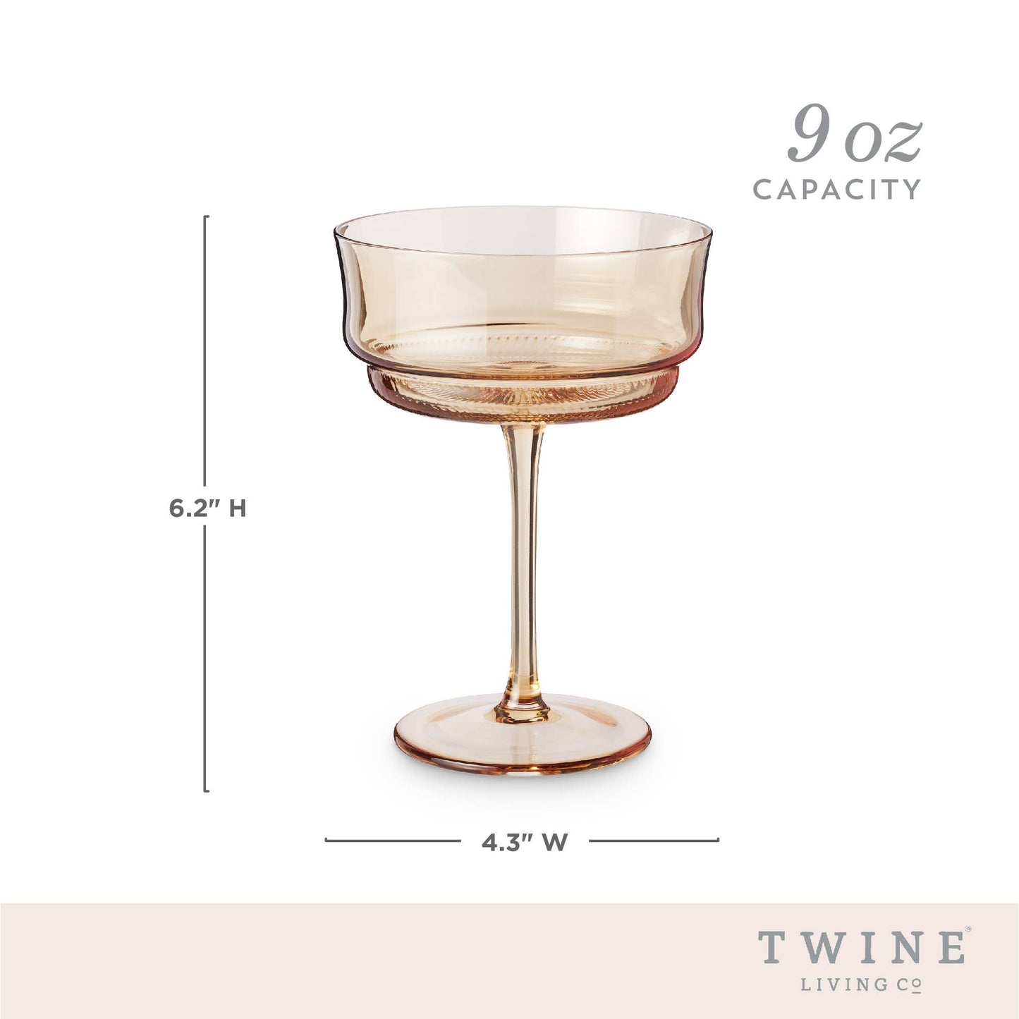 Tulip Amber-Tinted Glass Stemmed Cocktail Coupes - Set of 2