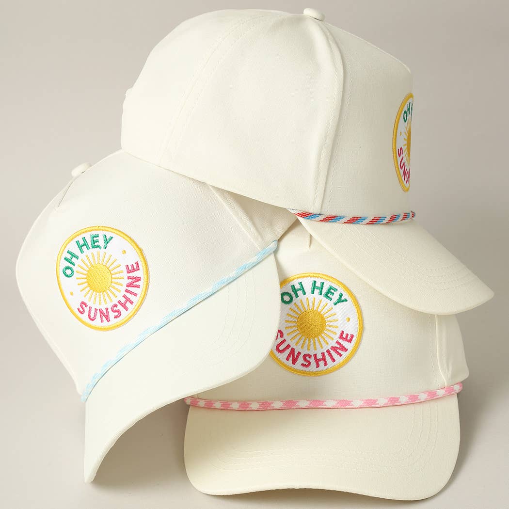 Oh Hey Sunshine Embroidery Patch Trucker Hat: Pink / ONE SIZE