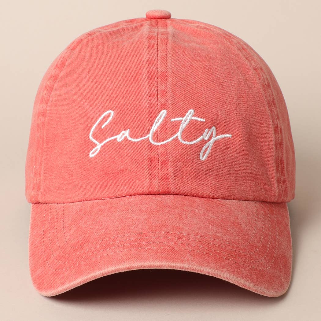 Salty Lettering Embroidery Baseball Cap: DENIM BLUE / One Size