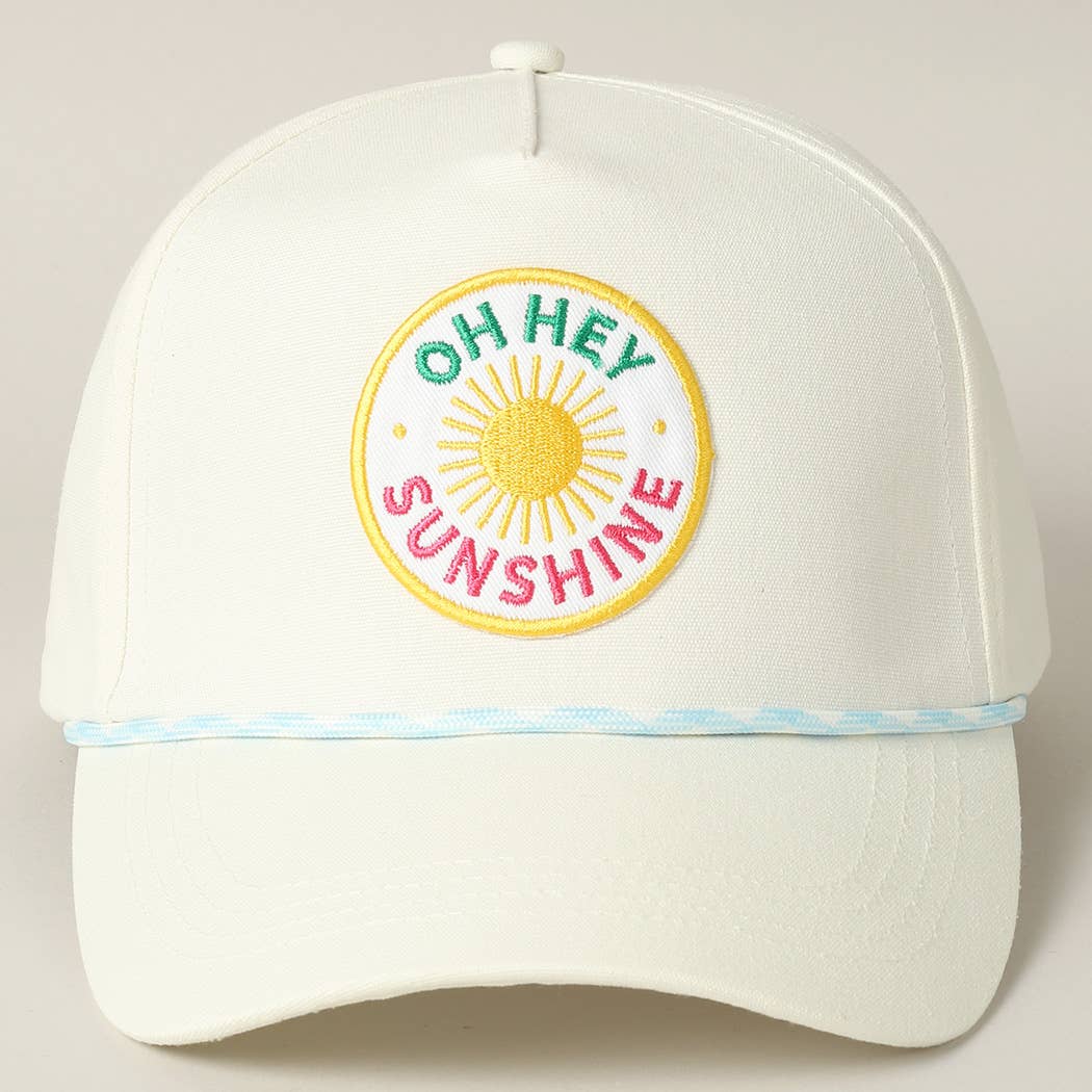 Oh Hey Sunshine Embroidery Patch Trucker Hat: Pink / ONE SIZE