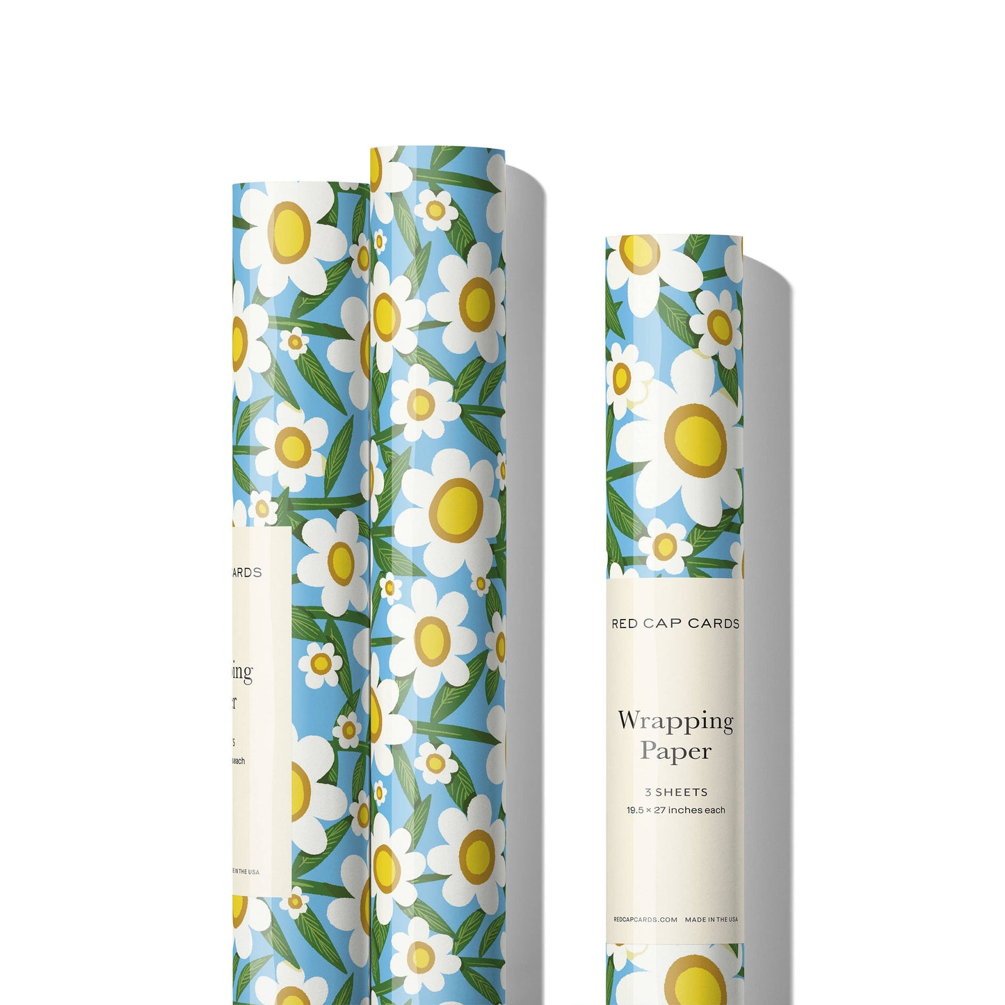 Seventies Daisy wrapping paper: Rolls of 3 sheets