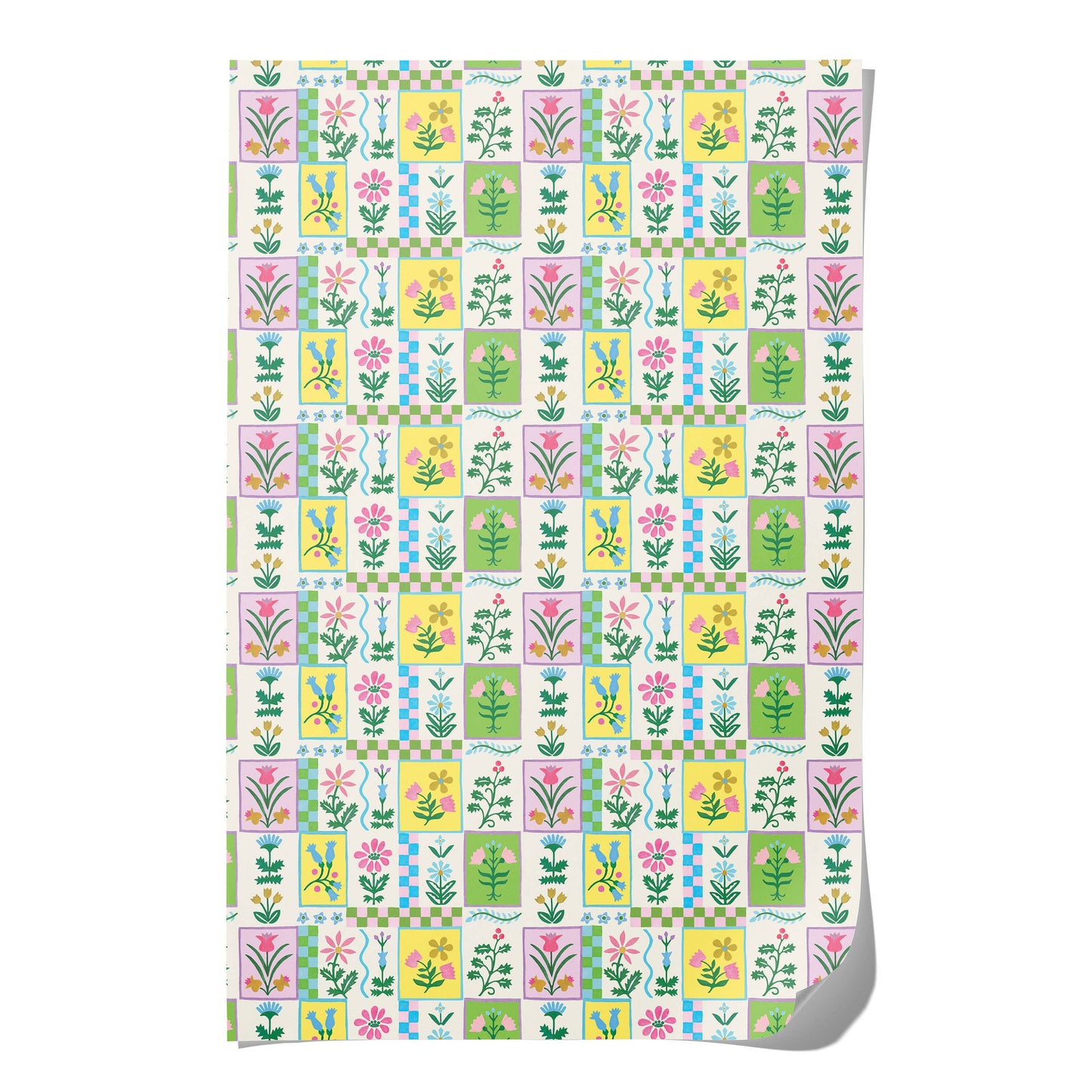 Retro Flower wrapping paper: Rolls of 3 sheets