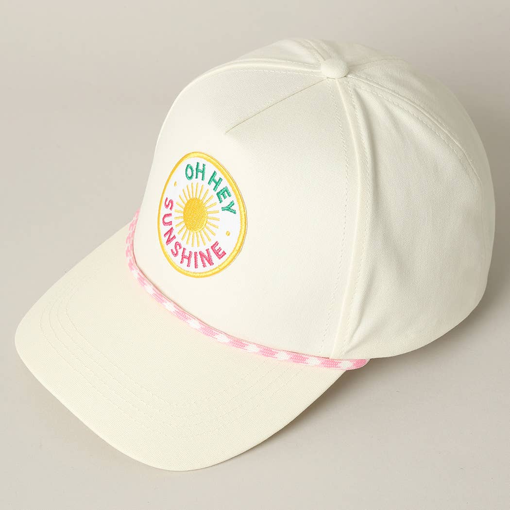 Oh Hey Sunshine Embroidery Patch Trucker Hat: Pink / ONE SIZE