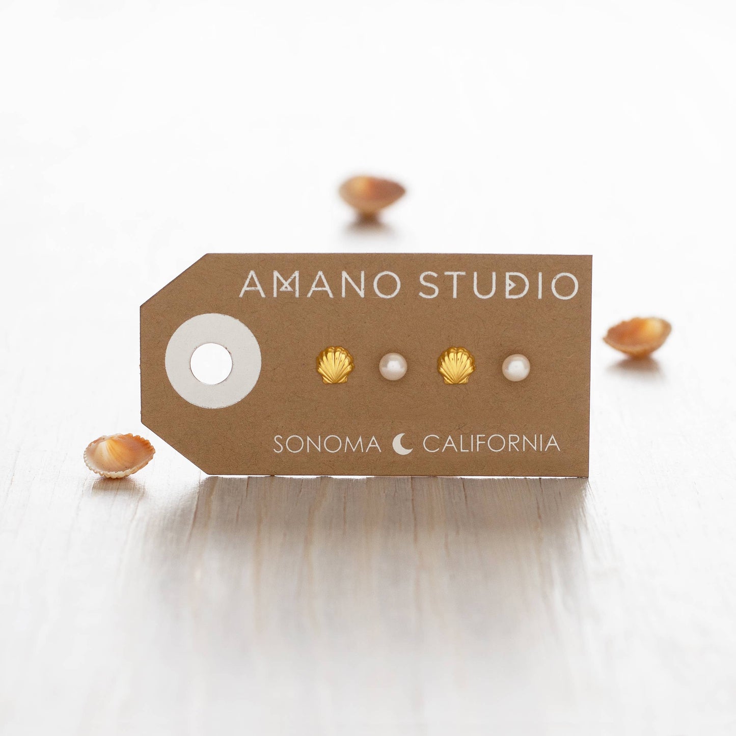 Seashell and Pearl Stud Earring Combo