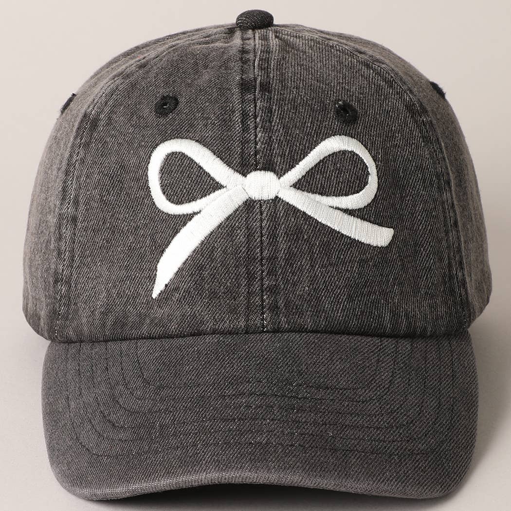 Trendy Bow Embroidered Denim Baseball Cap: DARK BLUE / ONE SIZE