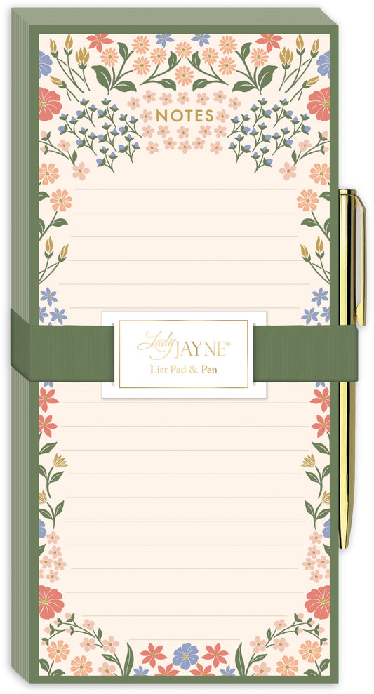 Ditsy Magnetic List Pad With Pen