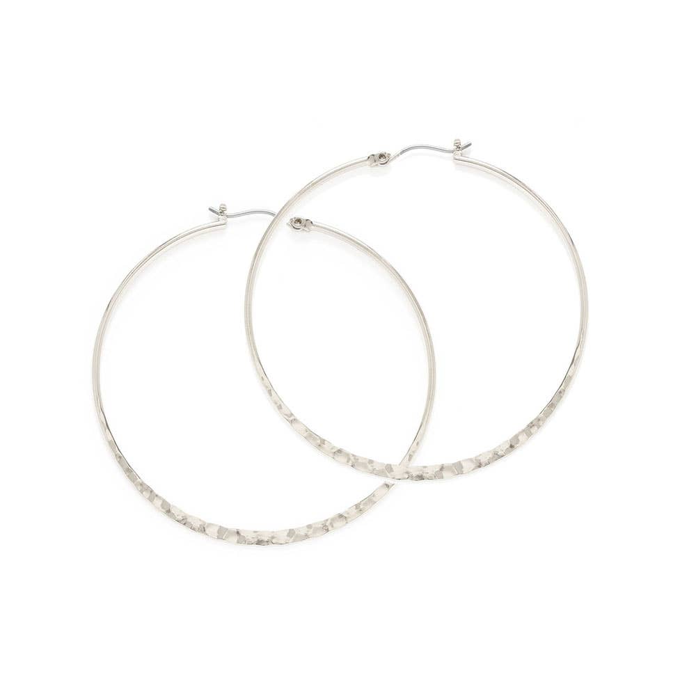 1.5" Hammered Hoop Earrings: Yellow Gold